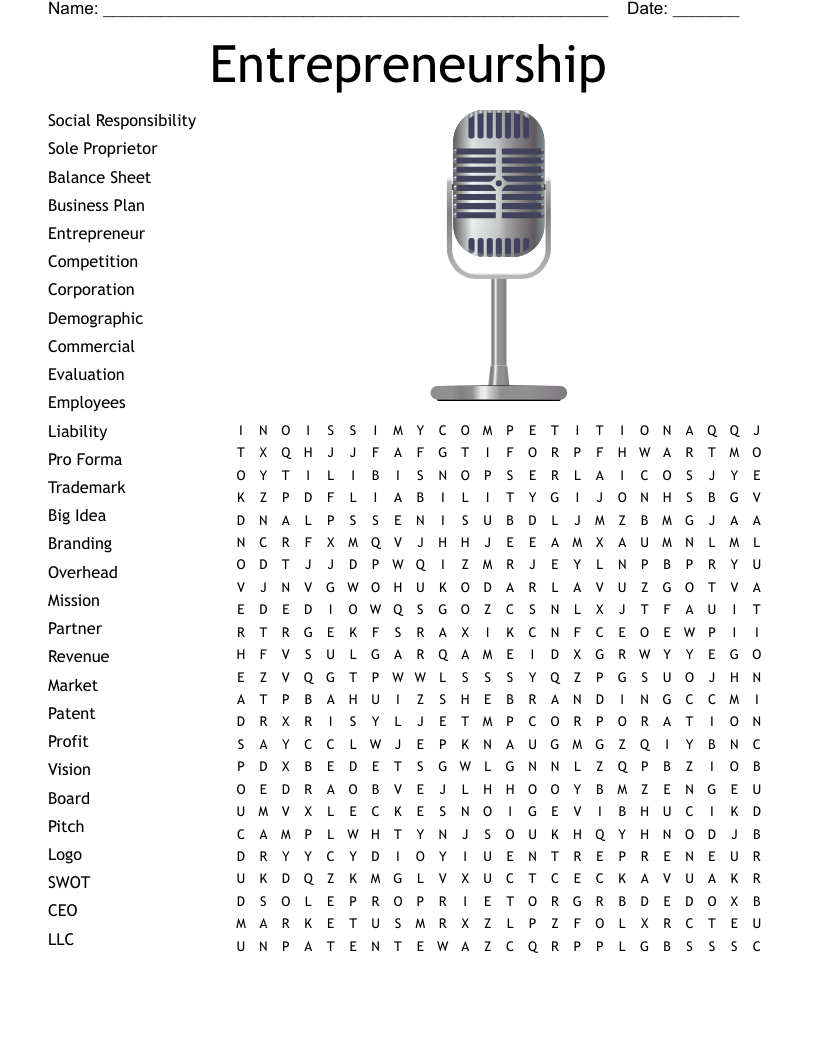 Entrepreneurship Word Search