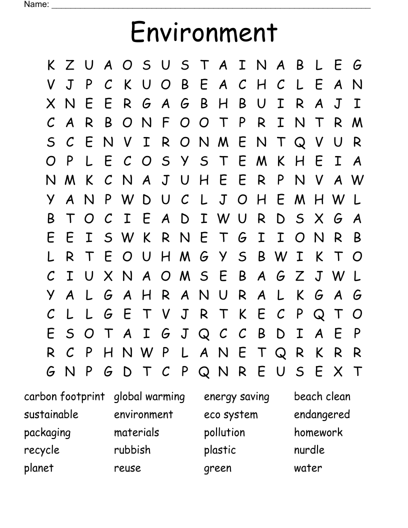 Environment Word Search