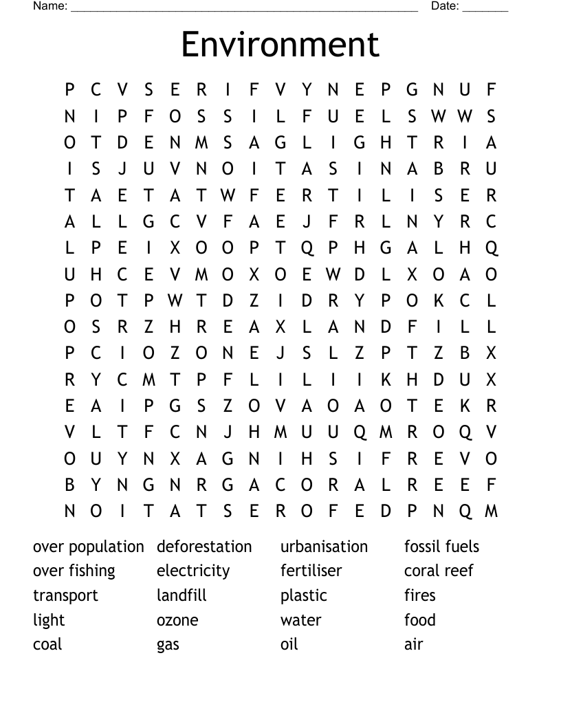 Environment Word Search