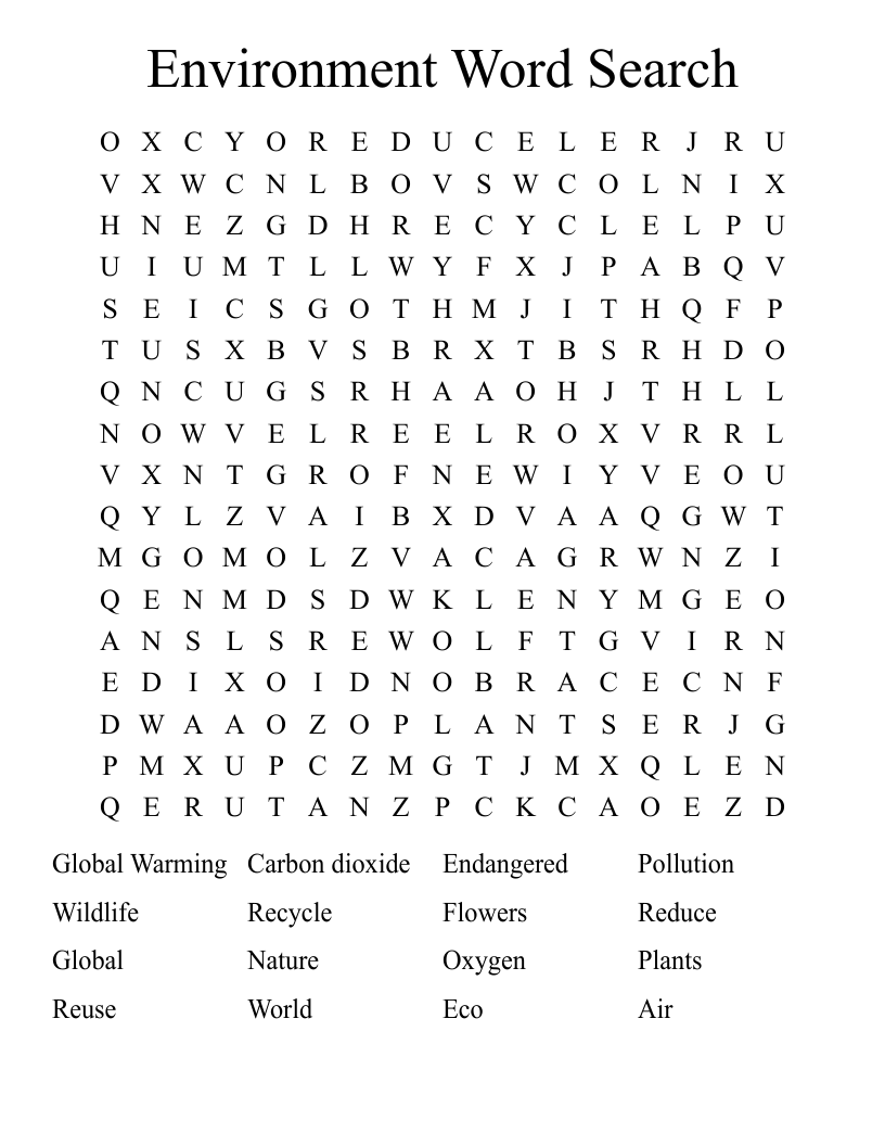 Environment Word Search