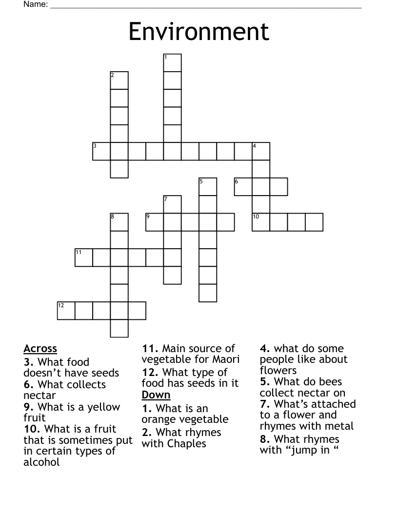 Environment  Crossword
