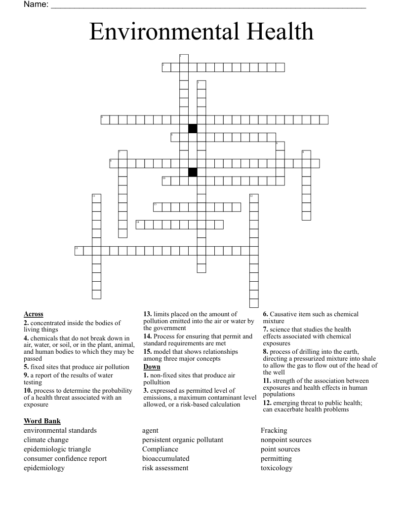 Environmental Health Crossword