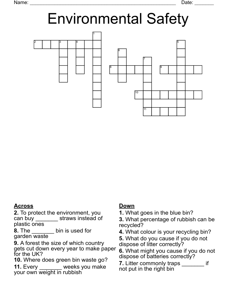 Environmental Safety Crossword