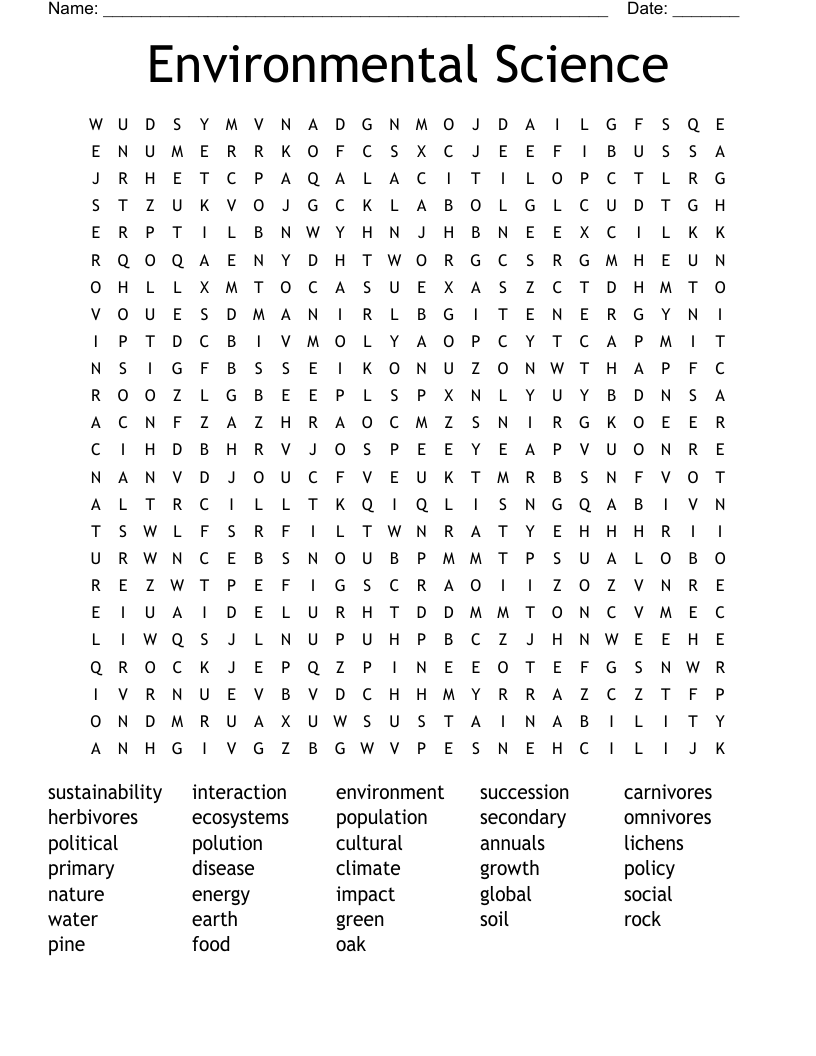 Environmental Science Word Search