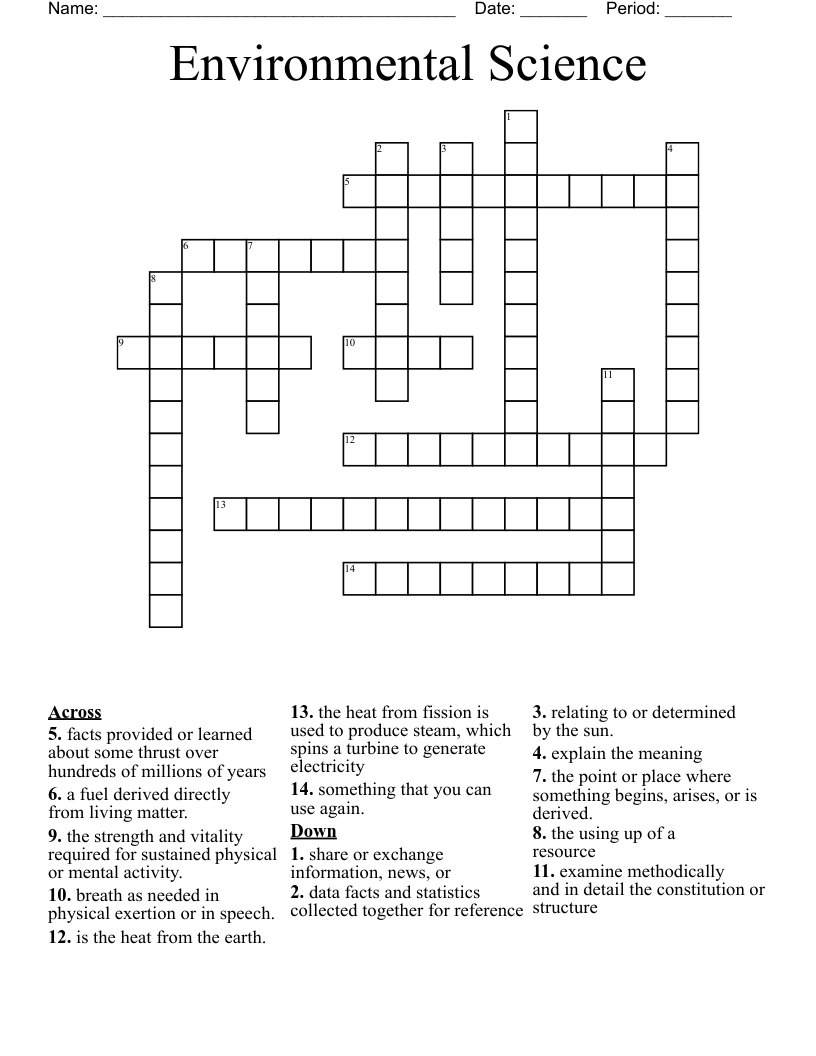Environmental Science Crossword