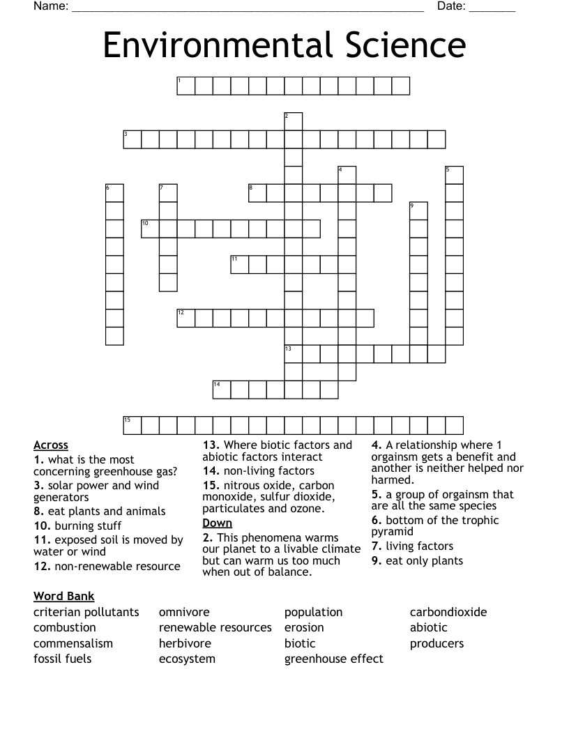 Environmental Science Crossword