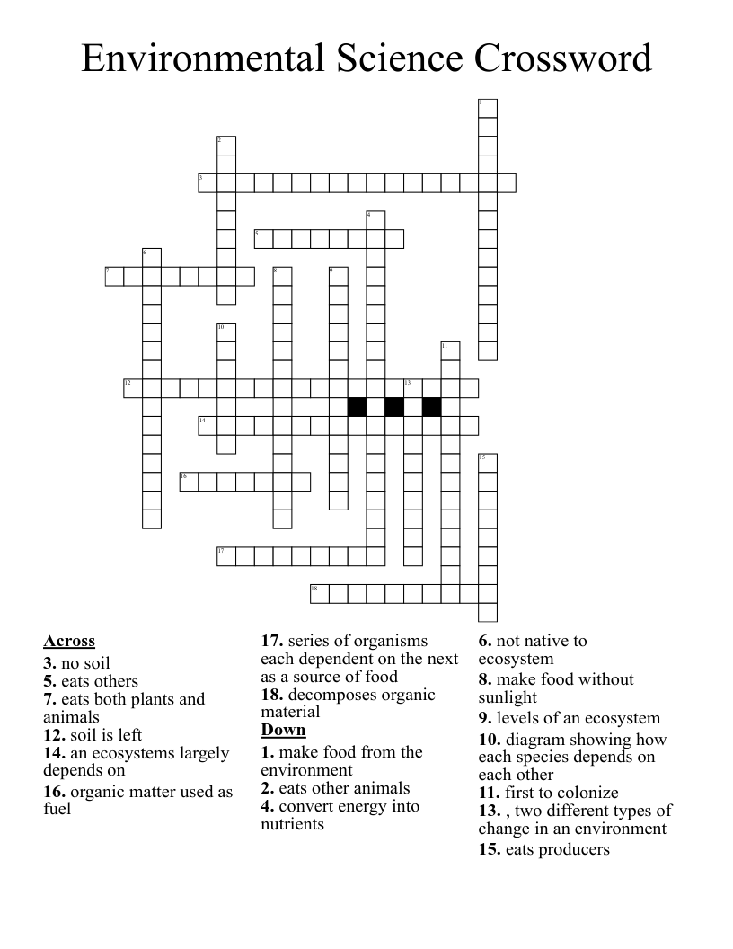 Environmental Science Crossword 