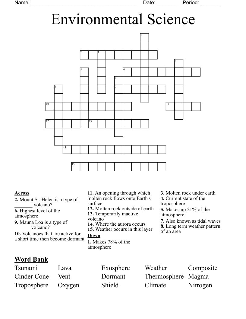 Environmental Science  Crossword