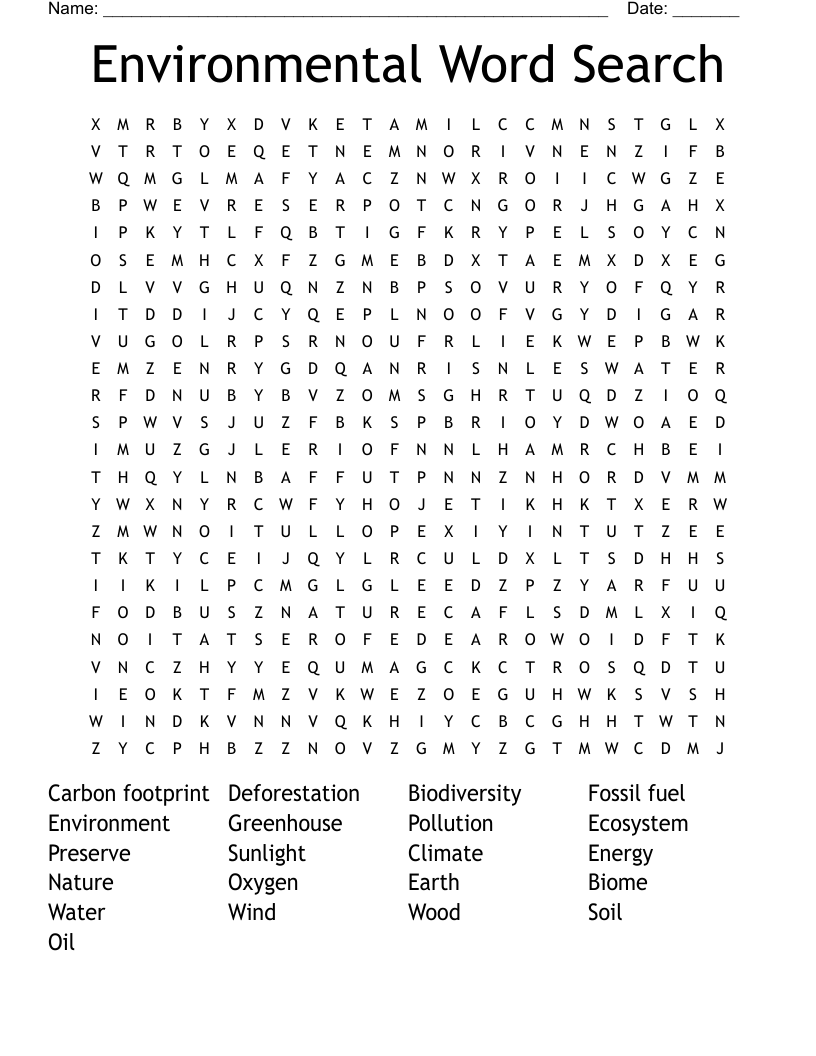 Environmental Word Search