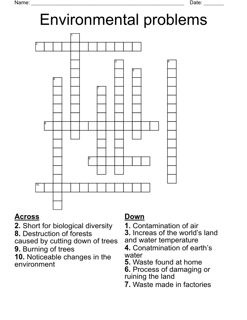 Environmental problems Crossword