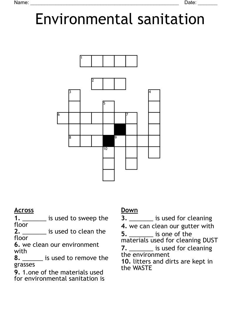 Environmental sanitation Crossword