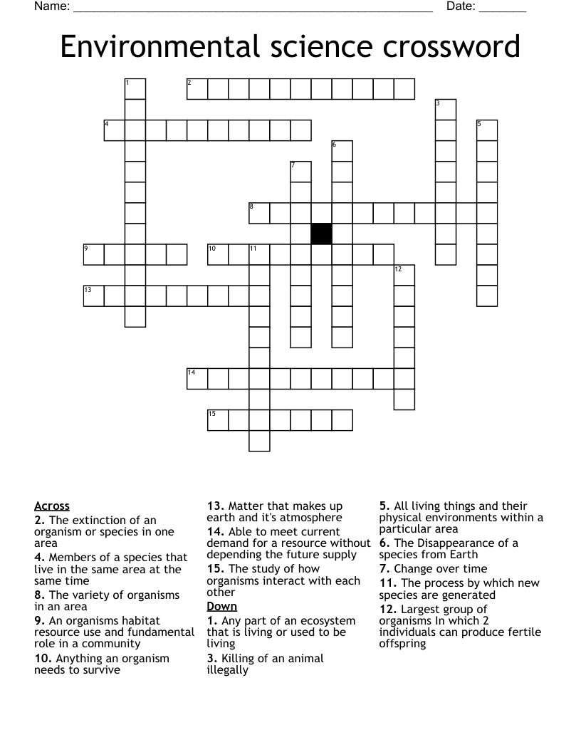 Environmental science crossword
