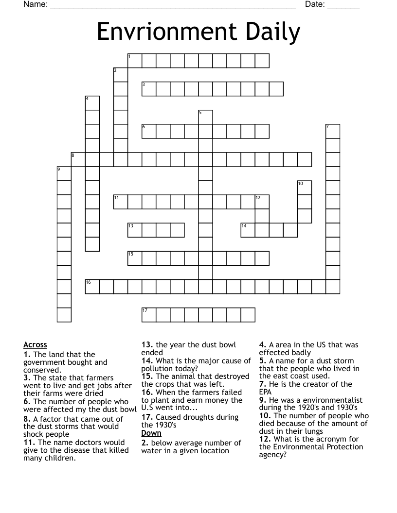 Envrionment Daily Crossword