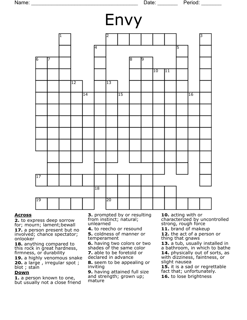Envy  Crossword