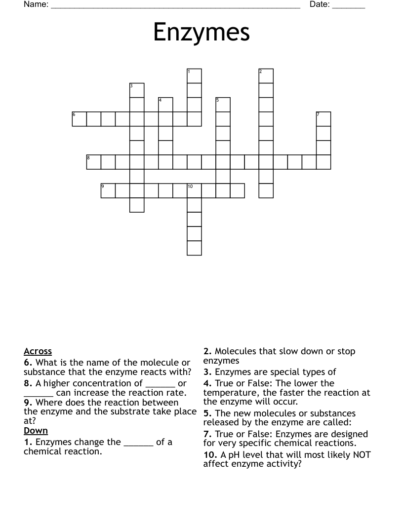 Enzymes Crossword