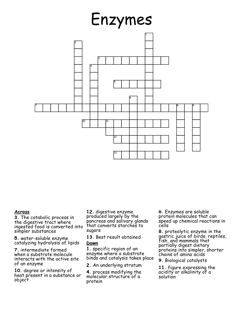 Enzymes Crossword
