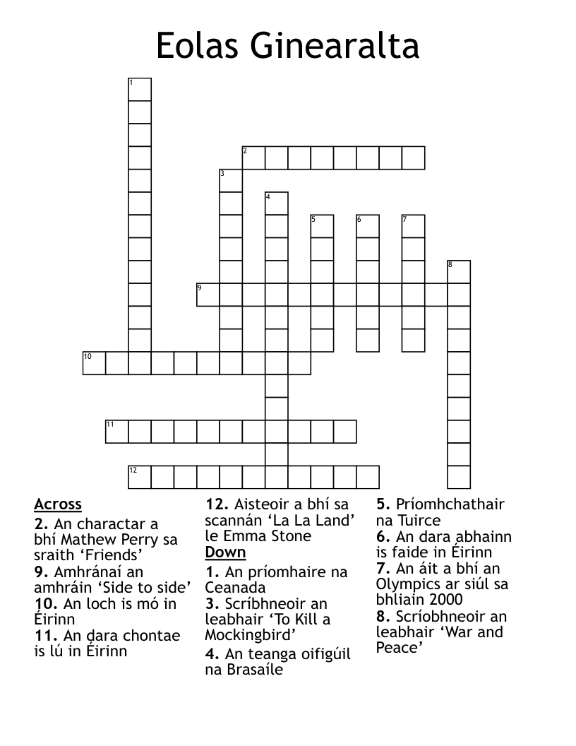 Eolas Ginearalta Crossword