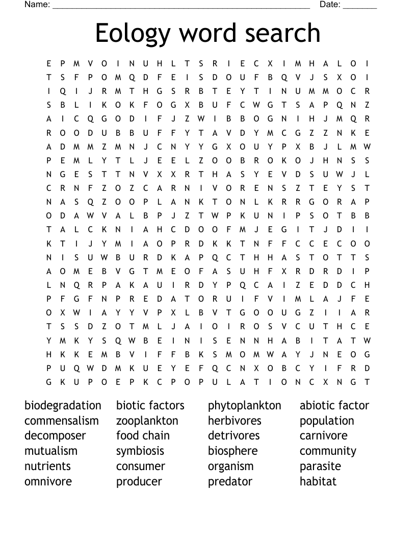 Eology word search 
