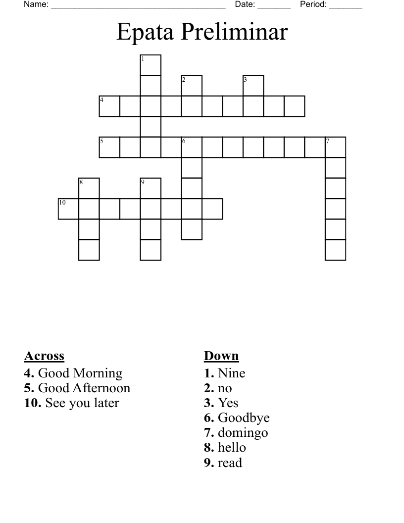 Epata Preliminar Crossword