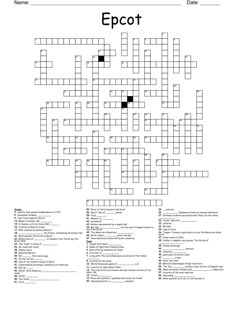 Epcot Crossword