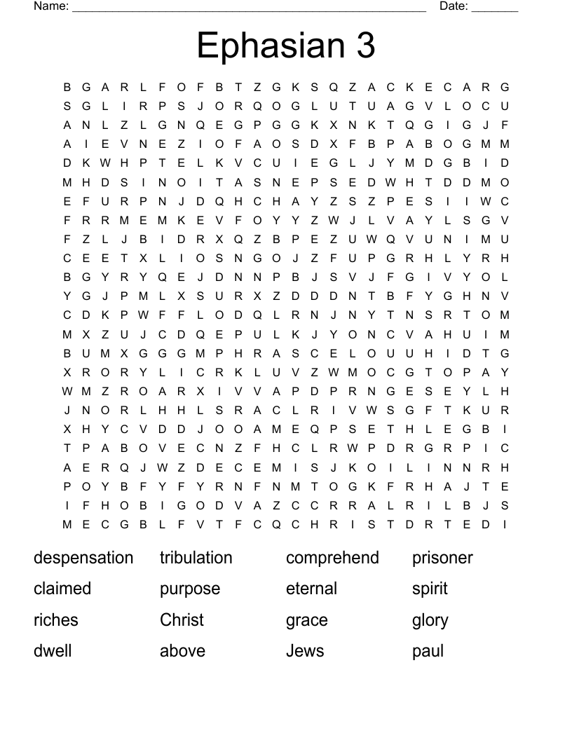 Ephasian 3 Word Search