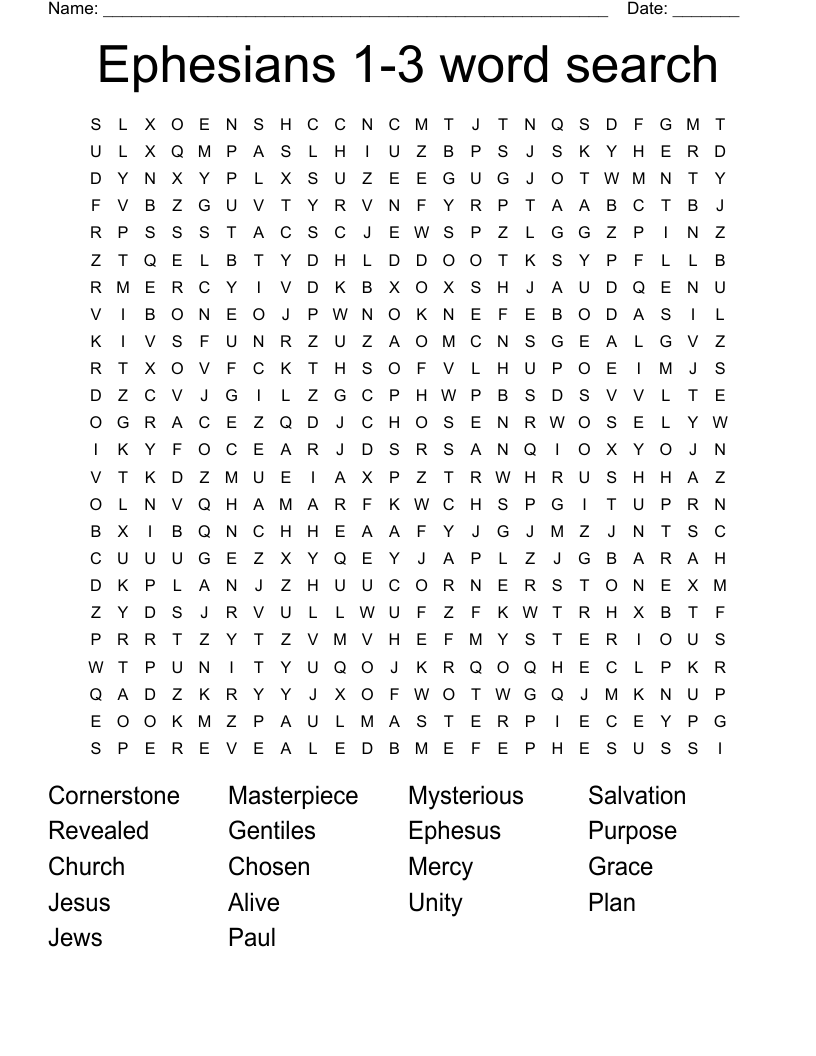 Ephesians 1-3 word search