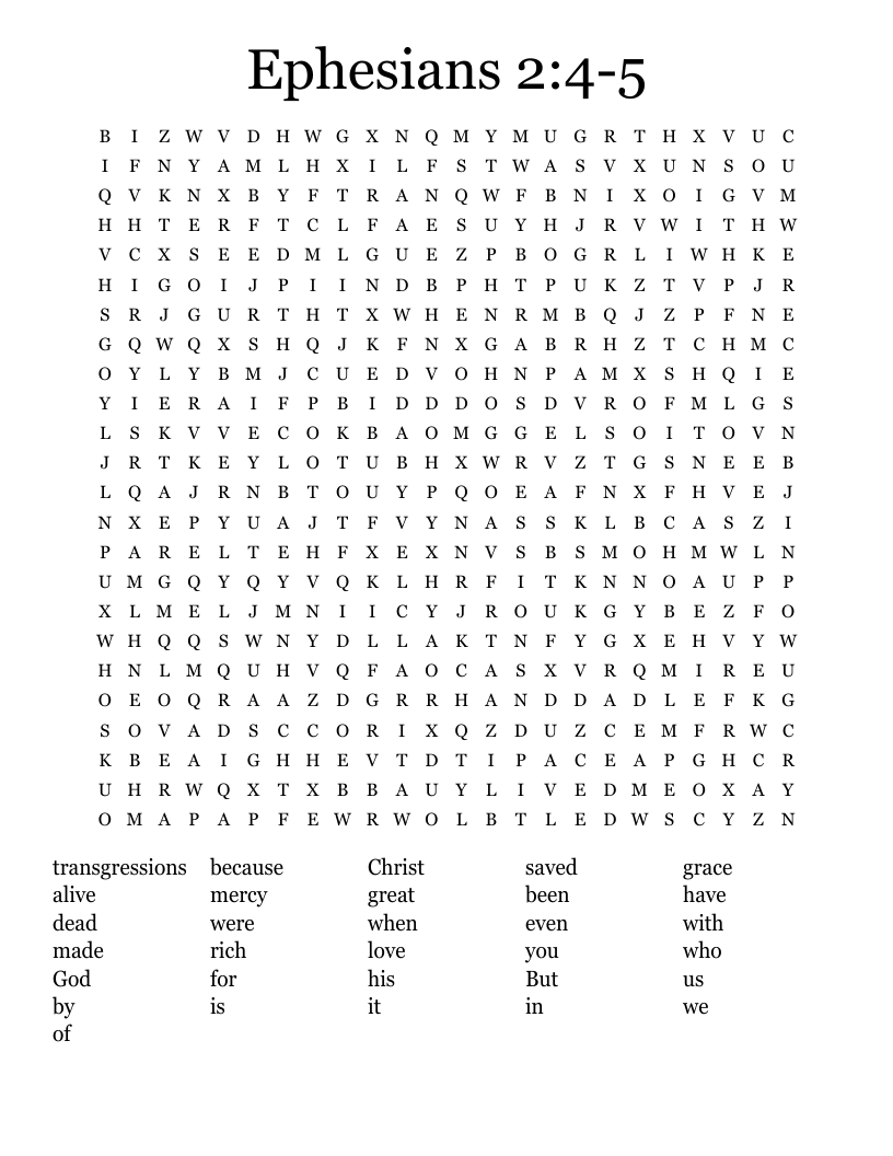 Ephesians 2:4-5 Word Search