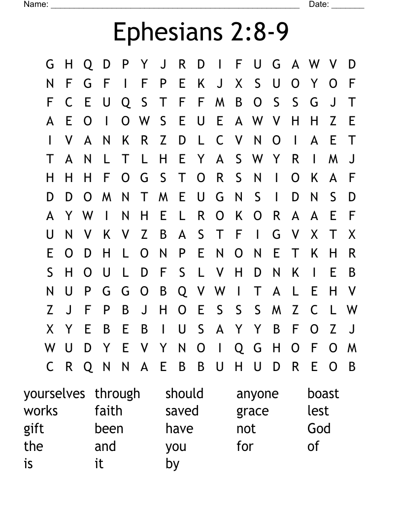 Ephesians 2:8-9 Word Search