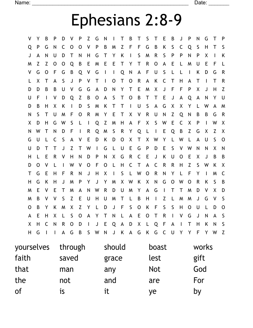 Ephesians 2:8-9 Word Search