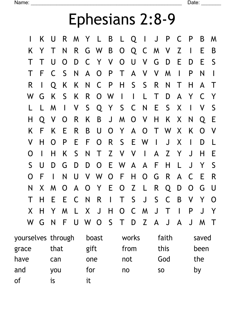 Ephesians 2:8-9 Word Search
