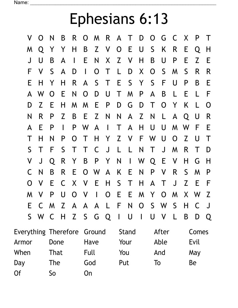 Ephesians 6:13 Word Search