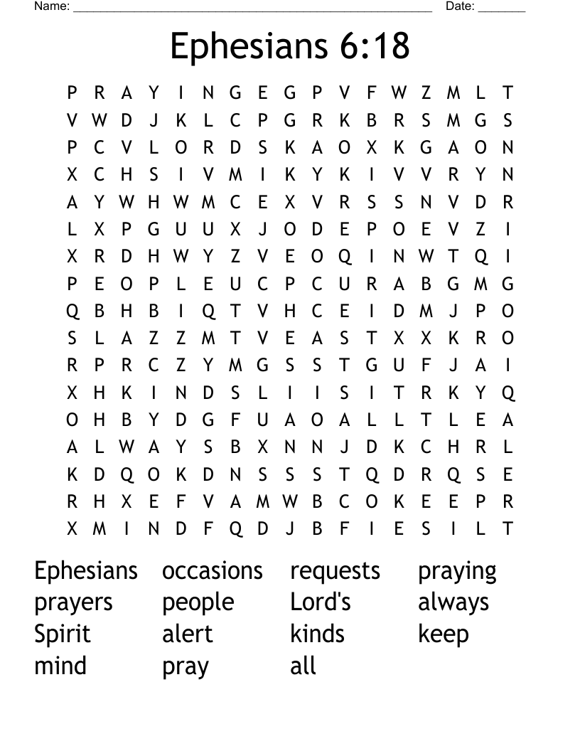 Ephesians 6:18 Word Search