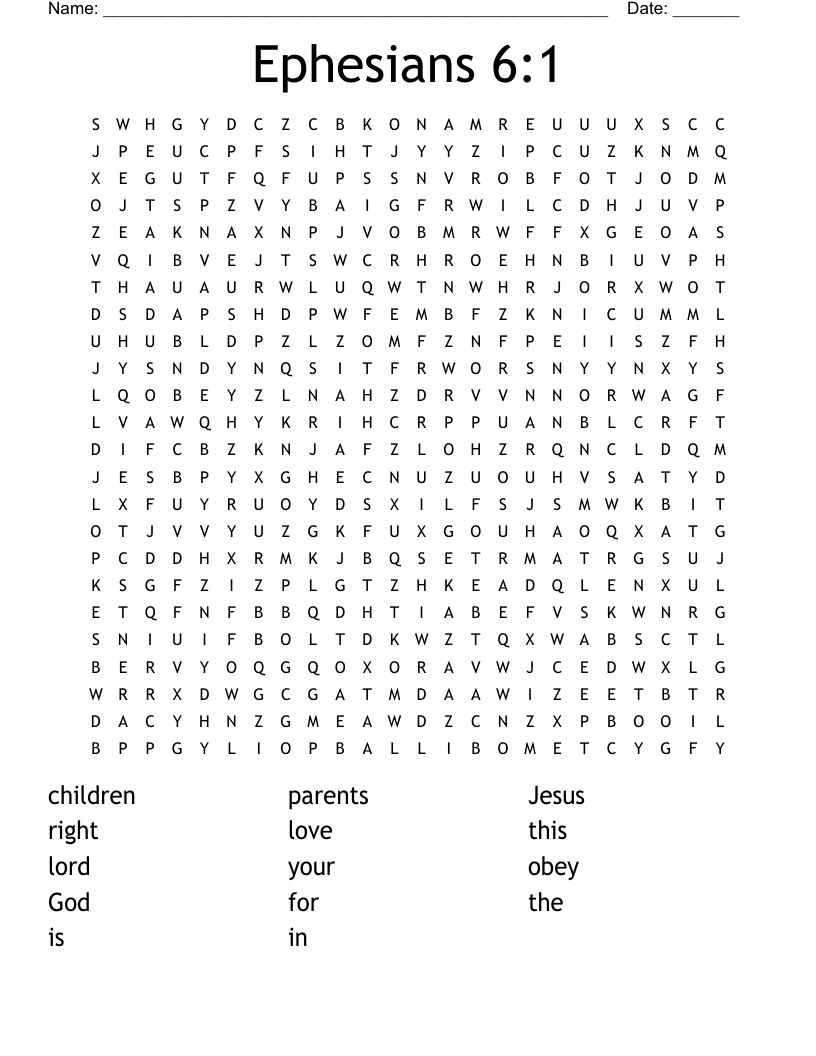 Ephesians 6:1 Word Search