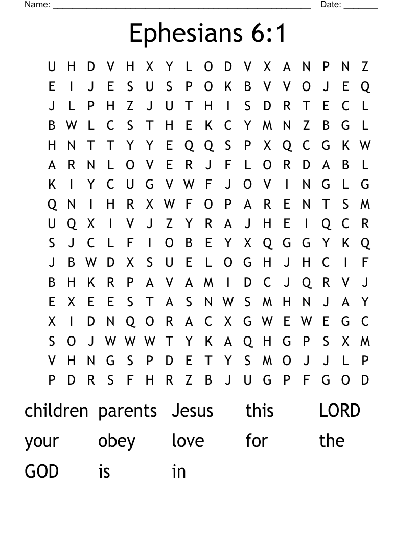 Ephesians 6:1 Word Search