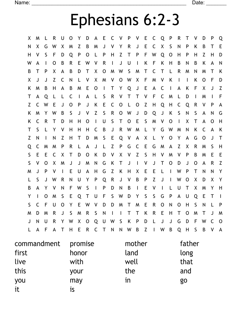 Ephesians 6:2-3 Word Search