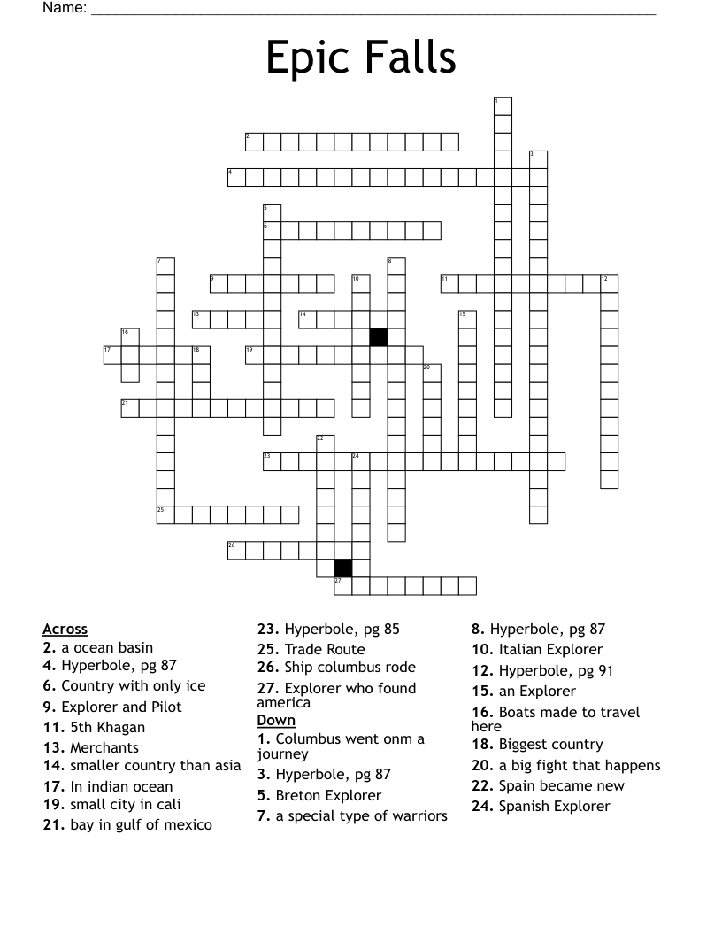 Epic Falls Crossword