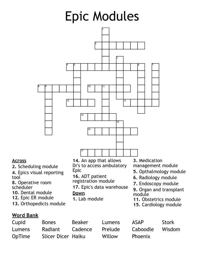 Epic Modules Crossword