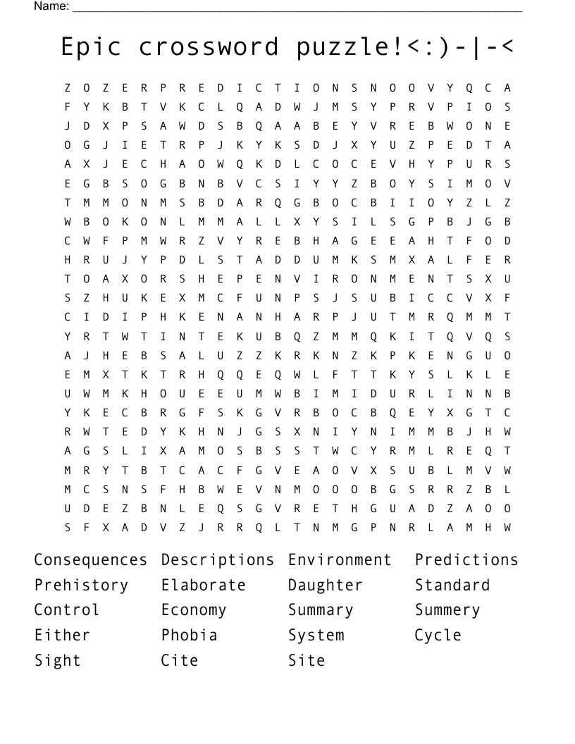 Epic crossword puzzle!<:)-|-< Word Search