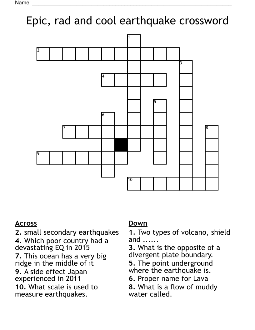 Epic, rad and cool earthquake crossword