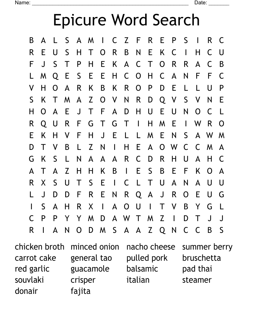 Epicure Word Search