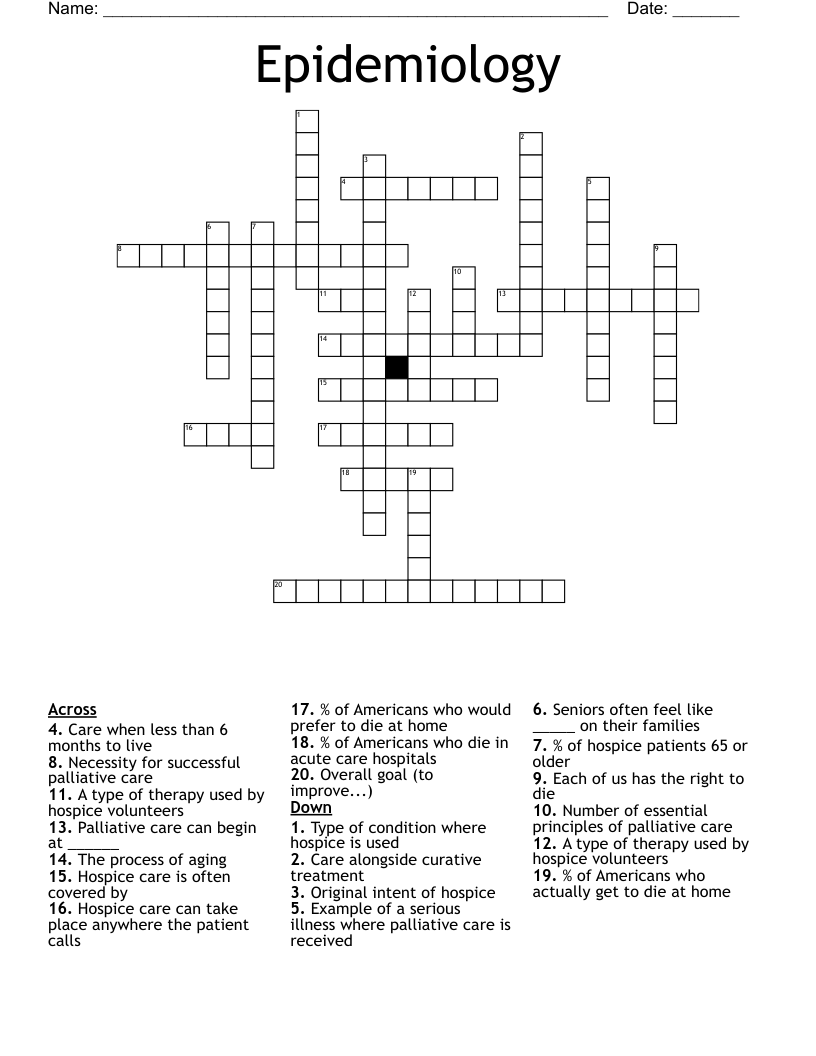 Epidemiology Crossword