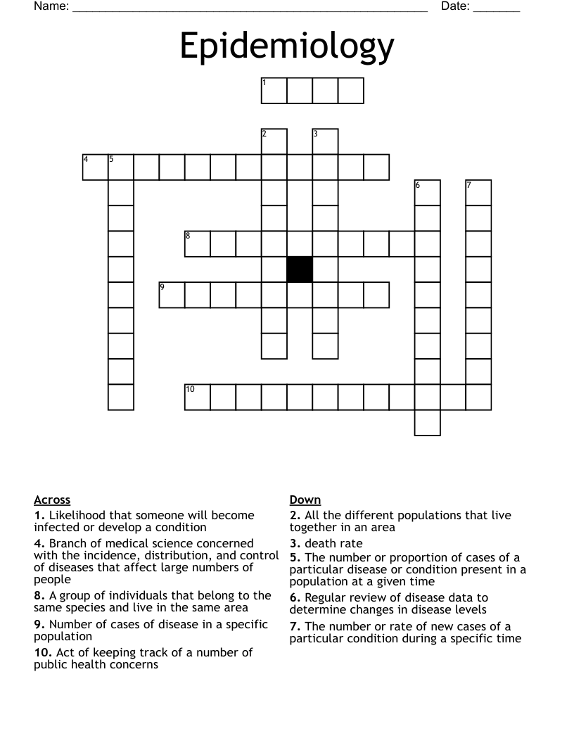 Epidemiology Crossword