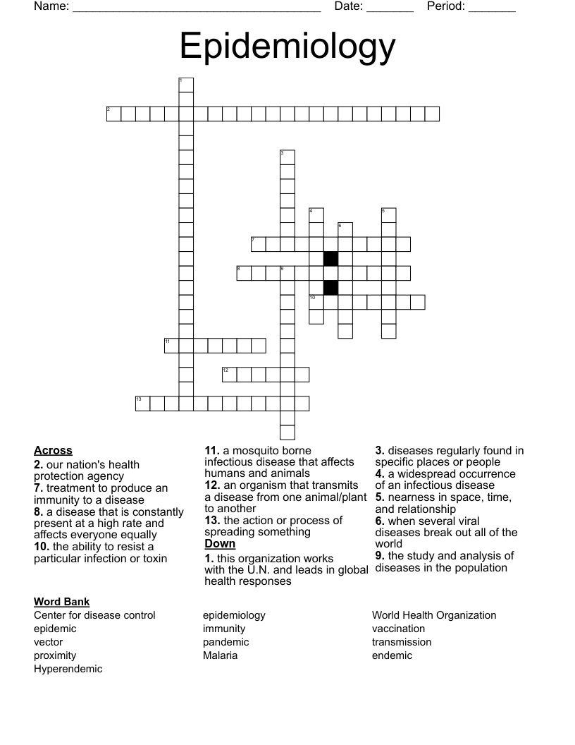 Epidemiology  Crossword