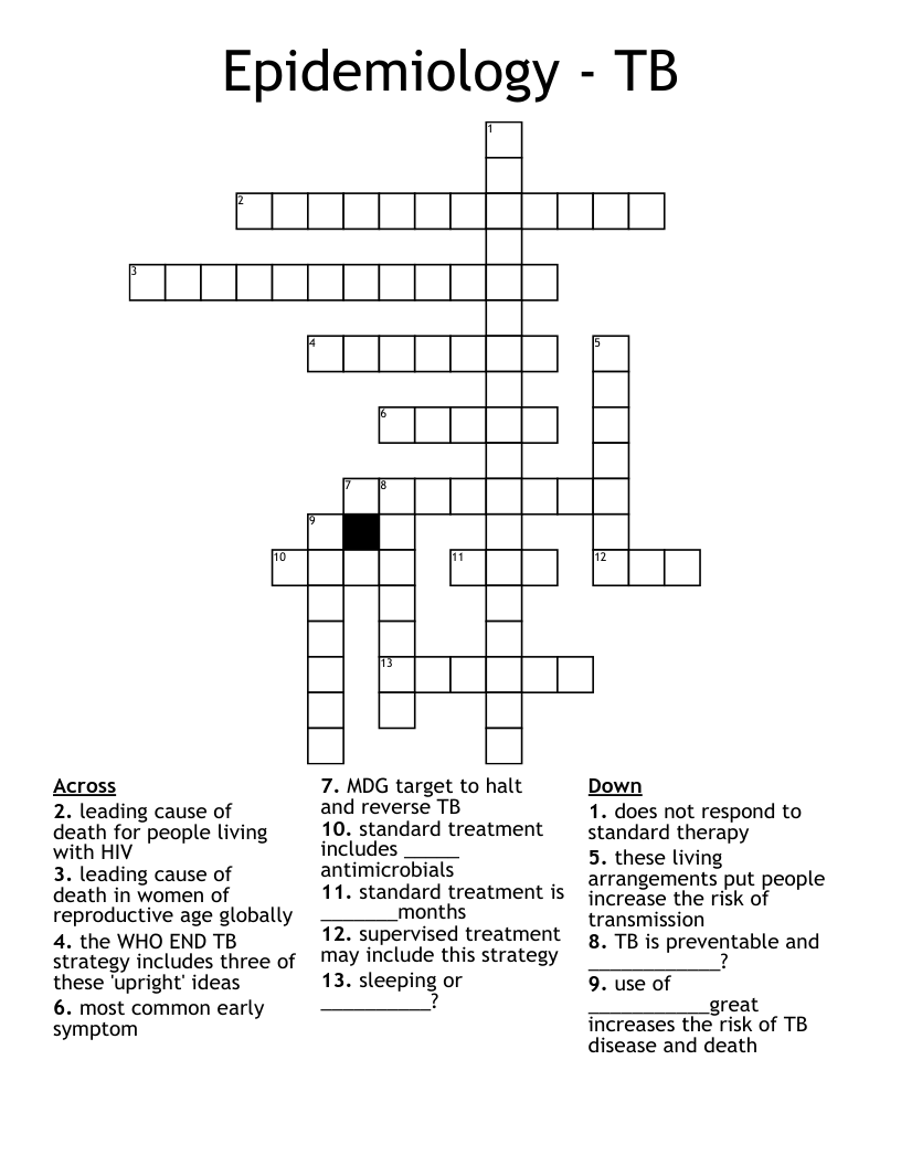 Epidemiology - TB Crossword