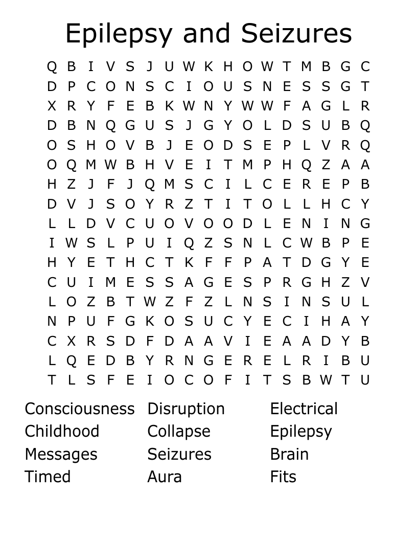 Epilepsy and Seizures Word Search