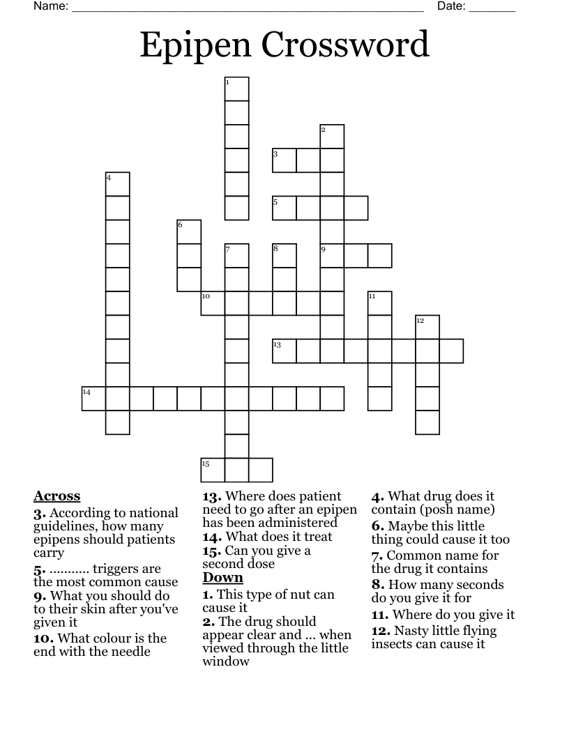 Epipen Crossword