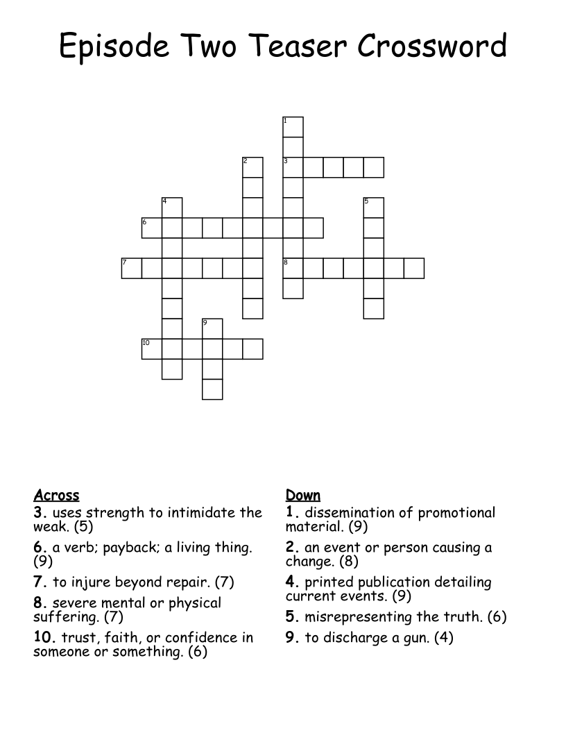 Episode Two Teaser Crossword