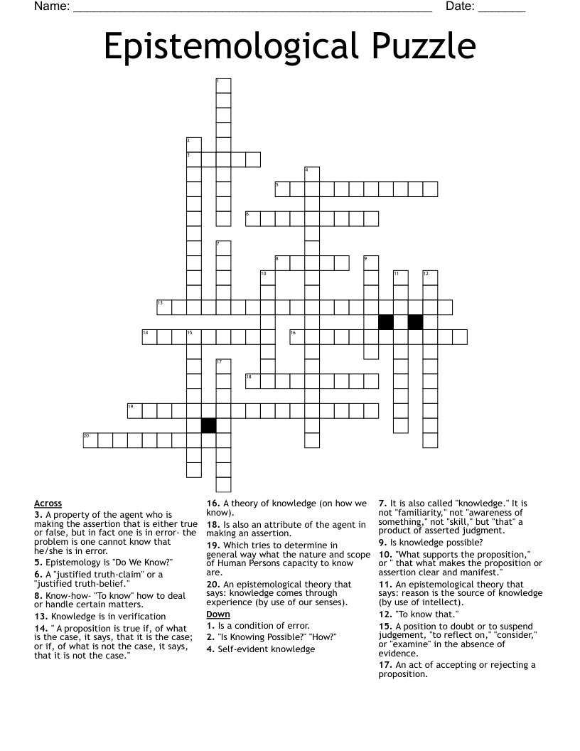 Epistemological Puzzle Crossword