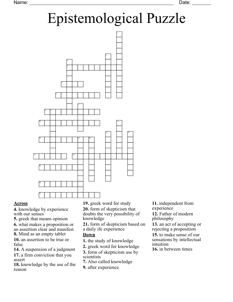 Epistemological Puzzle Crossword