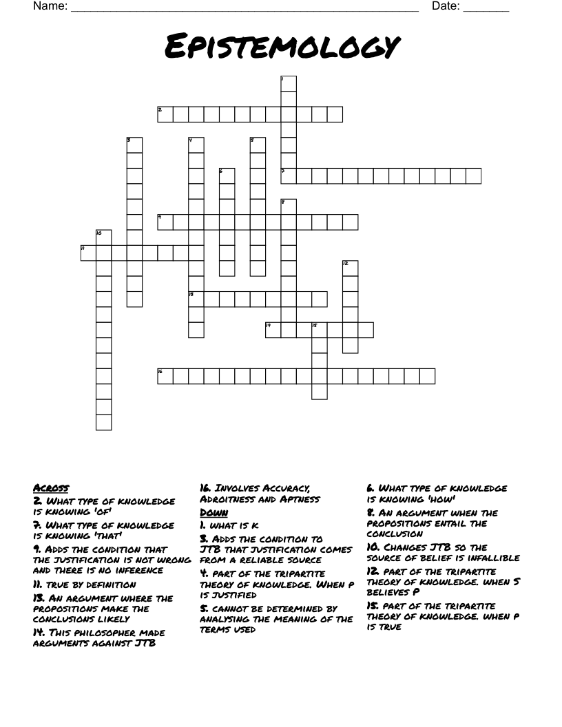 Epistemology Crossword